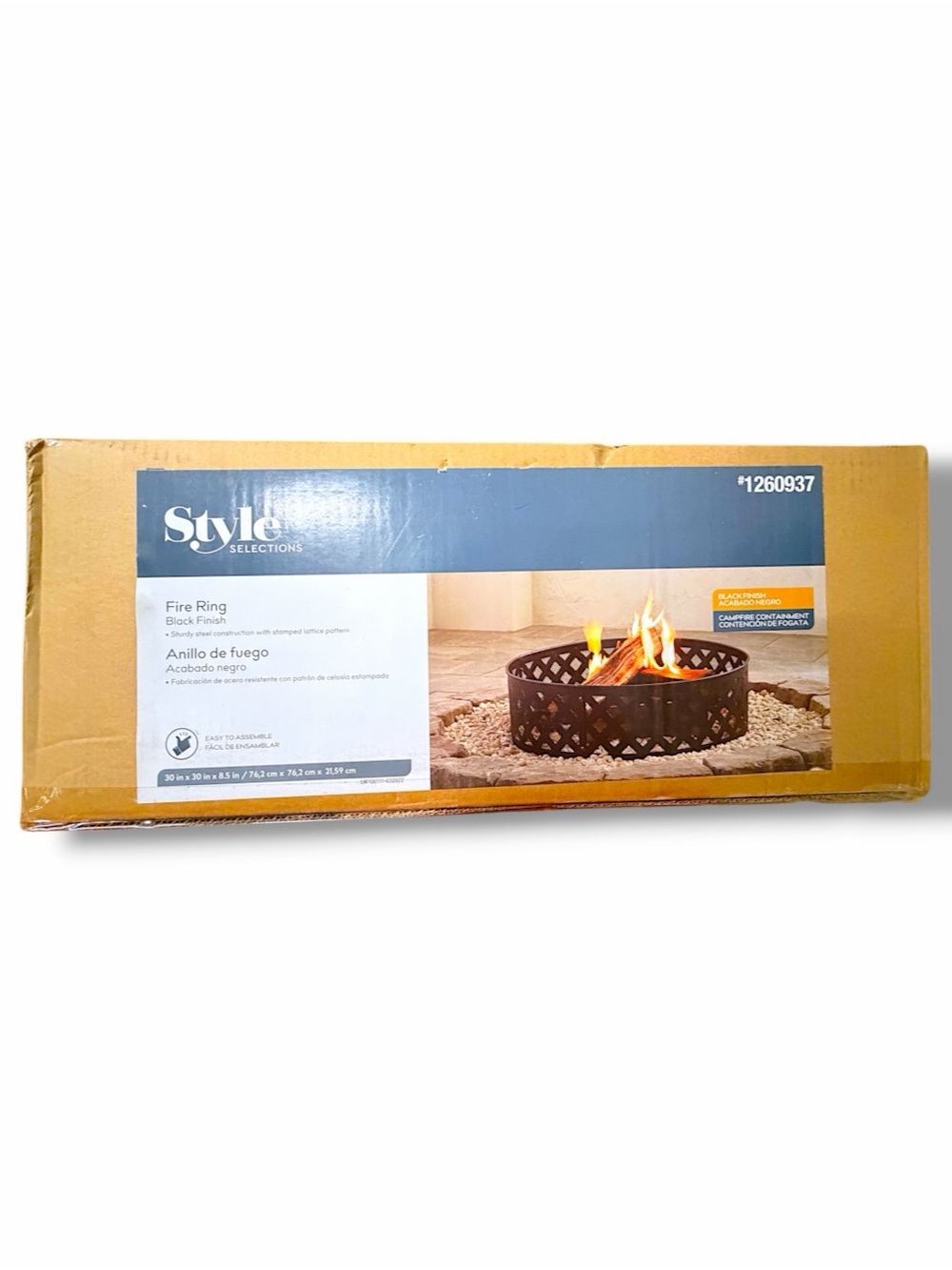 30” Black Steel Fire Ring Lattice Pattern Outdoor Fire Pit NIB Fire Pit